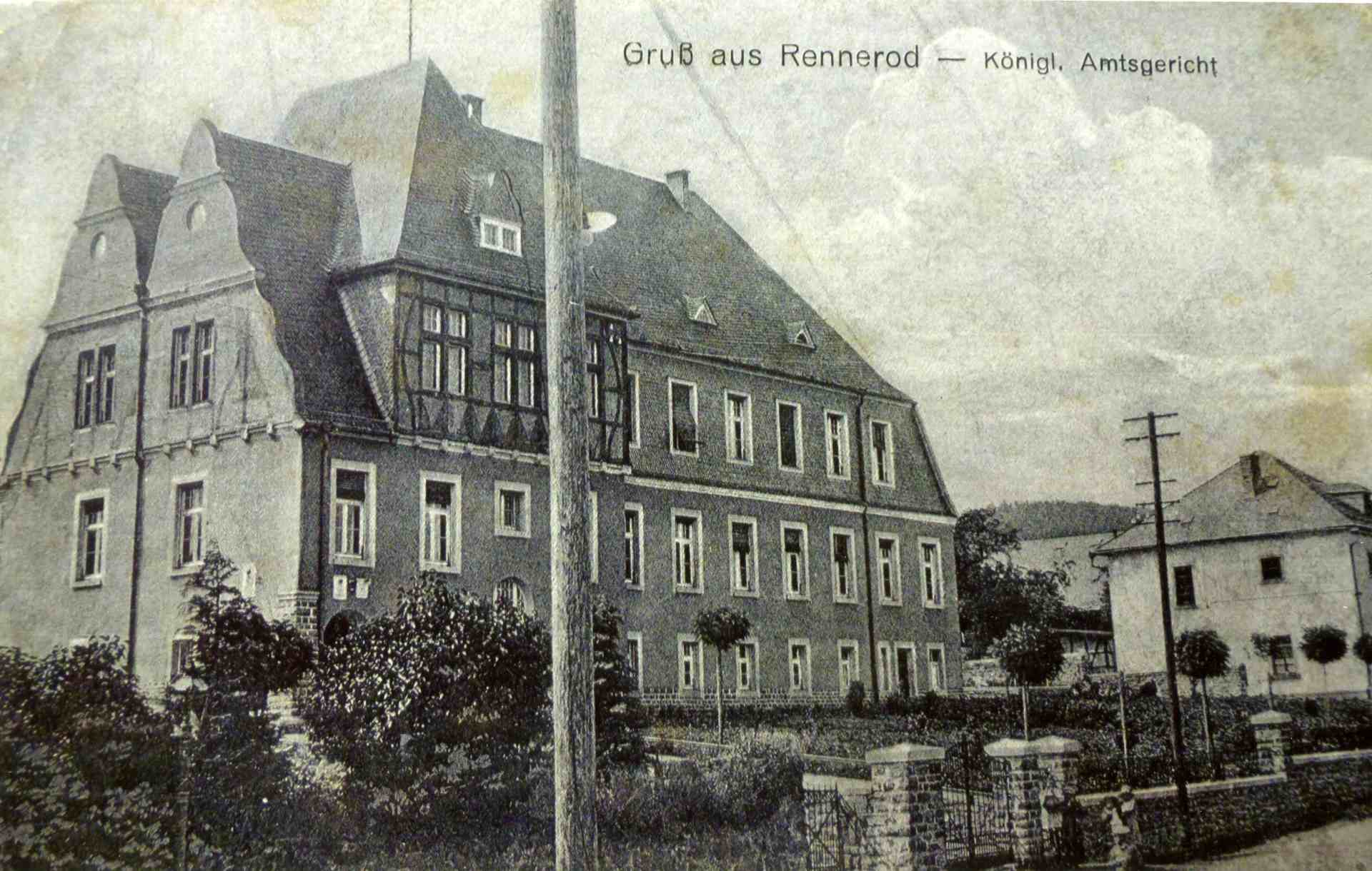 Abbildung Postkarte des Königlichen Amtsgerichts (erbaut 1914/15)